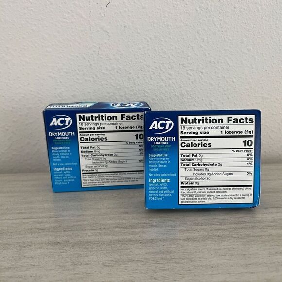 ACT Dry Mouth Lozenges Soothing Mint With Xylitol - 18 Count- 2 Boxes - Picture 3 of 5